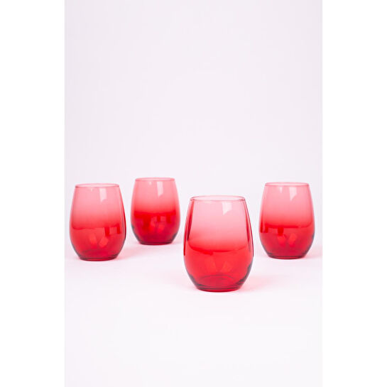 Rakle Larc 4'lü Su Bardağı Seti Kırmızı 350 Cc