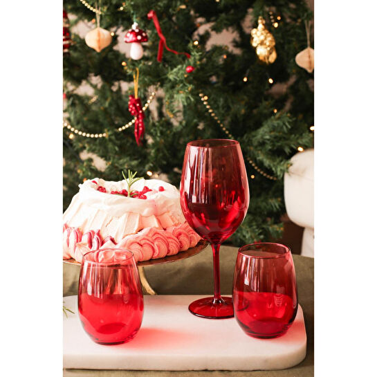 Rakle Larc 4'lü Su Bardağı Seti Kırmızı 350 Cc