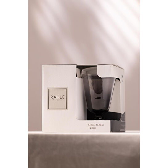 Rakle Larc 4'lü Ayaklı Su Bardağı Seti Füme 220 Cc