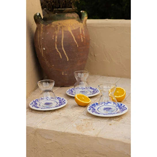 Rakle Bleu Blanc Seramik 6'lı Çay Tabağı Seti 13 Cm