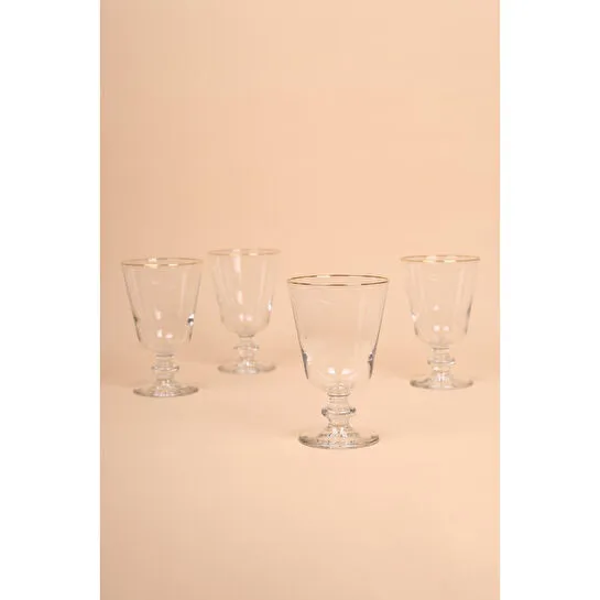 Rakle Pure Altın Yaldızlı 4'lü Ayaklı Bardak Seti 280 Cc