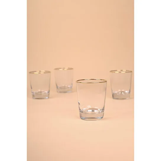 Rakle Pure Altın Yaldızlı 4'lü Su Bardağı Seti 275 Cc