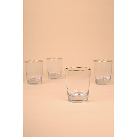 Rakle Pure Altın Yaldızlı 4'lü Su Bardağı Seti 275 Cc