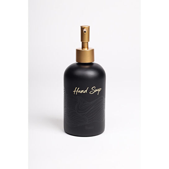 Rakle Bright Siyah Metal Ahşap Kulplu Stand 2'li Sıvı Sabunluk Seti Siyah 420 Cc