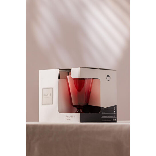 Rakle Larc 4'lü Ayaklı Su Bardağı Seti Kırmızı 220 Cc