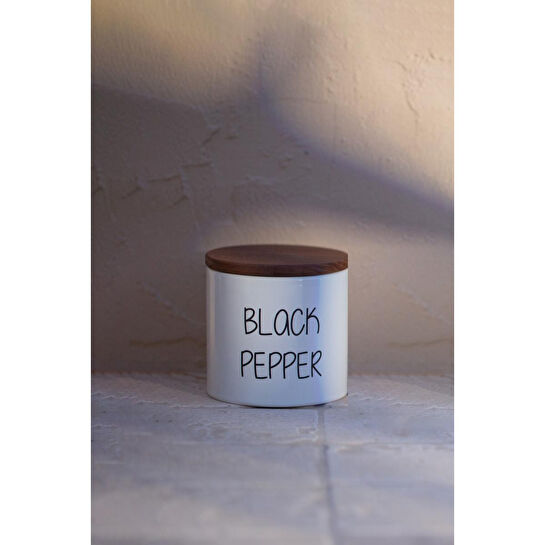 Rakle Nero Seramik Ahşap Kapaklı 3'lü Baharatlık Seti 345 Cc