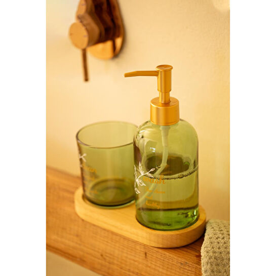 Rakle Viola Ahşap Standlı Banyo Seti Yeşil 420 Cc