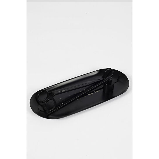 Rakle Mum Bakım Seti Makas Mum Söndürücü 4 Parça Siyah