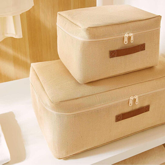 Ocean Home Textile 2'li Jüt Keten Hurç Set 30 X 22 X 18 / 52 X 28 X 21 Cm