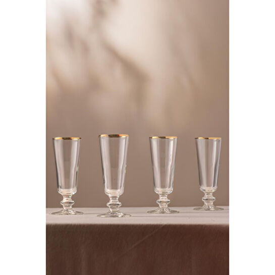 Rakle Pure Altın Yaldızlı İthal 4'lü Kahve Yanı Bardağı Seti 180 Cc