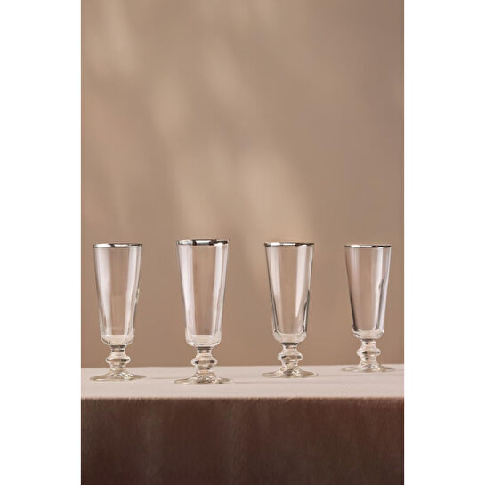 Rakle Pure Platin İthal 4'lü Kahve Yanı Bardağı Seti 180 Cc