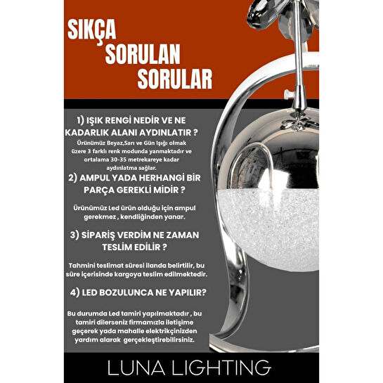 Luna Lighting Clasy Model Krom Kaplama 3 Renk Led Sarkıt Avize