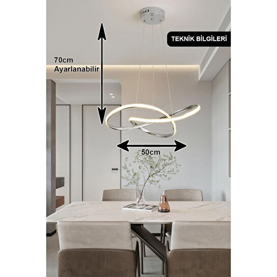 Luna Lighting Porto Model Krom Sarkıt 3 Renk Led Avize