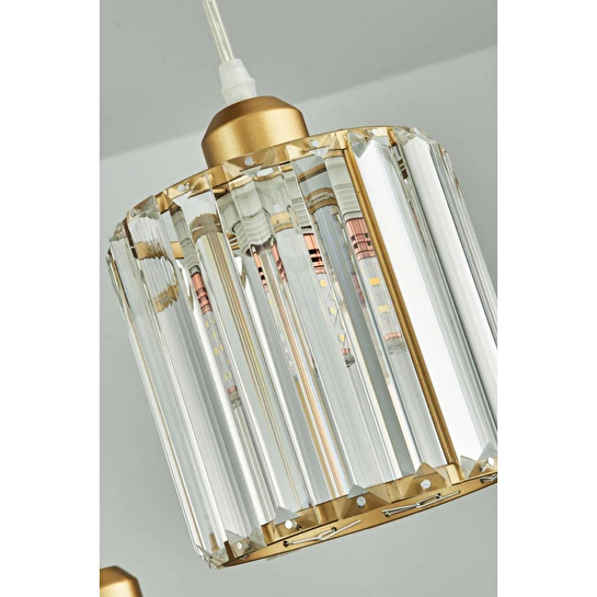 Luna Lighting Radiosa Gold Renk Kristal Taşlı Üçlü Sarkıt Avize