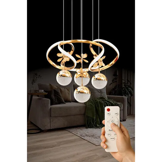 Luna Lighting Yakamoz Model Gold Kaplama 3 Renk Ledli Avize