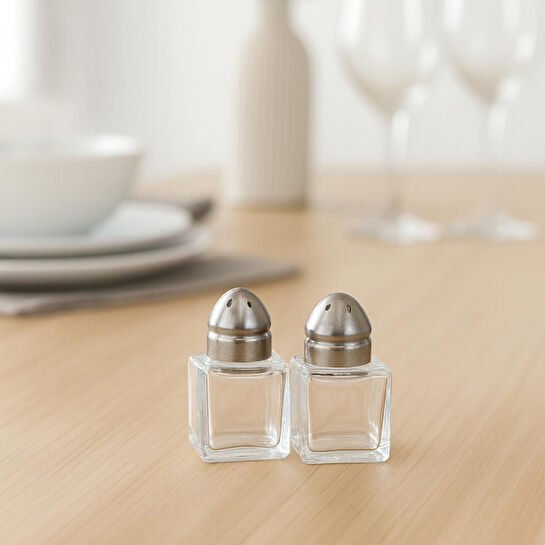 Vienev 2'li Mini Kare Tuzluk Ve Biberlik Seti