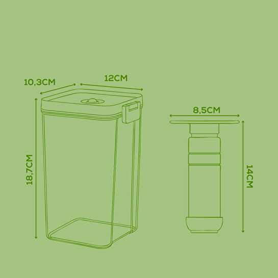 Vienev 7'li Vakumlu Saklama Kabı Seti | 6x 1,3 Litre Kap + Manuel Pompa