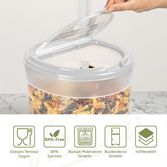 Vienev 4'lü 8 Litre Büyük Boy Plastik Saklama Kabı – Açık Gri Kapaklı