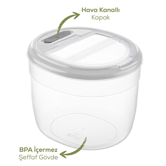 Vienev 4'lü 8 Litre Büyük Boy Plastik Saklama Kabı – Açık Gri Kapaklı