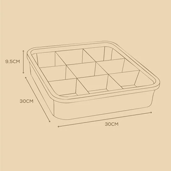 Vienev Ahşap Çerçeveli 9 Bölmeli Kumaş Makyaj Ve Kozmetik Organizer