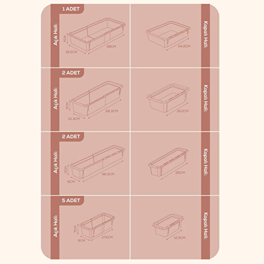 Vienev 10'lu Set Ayarlanabilir Çekmece Içi Düzenleyici Kutu – Uzayıp Kısalabilen Organizer Seti (5a2b2c1d)