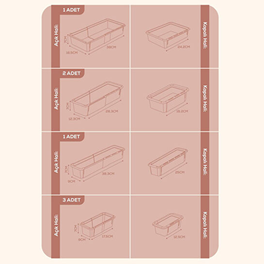 Vienev 7'li Set Ayarlanabilir Çekmece Içi Düzenleyici Kutu – Uzayıp Kısalabilen Organizer Seti (3a2b1c1d)