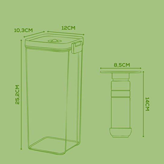 Vienev 4'lü Vakumlu Saklama Kabı Seti | 3x 2 Litre Kap + Manuel Pompa