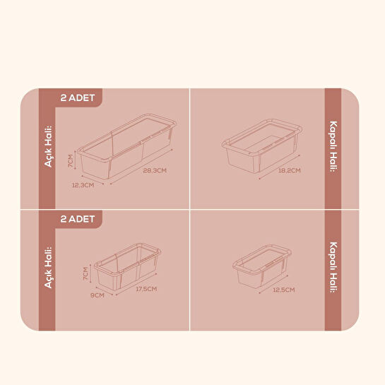 Vienev 4'lü Set Ayarlanabilir Çekmece Içi Düzenleyici Kutu – Uzayıp Kısalabilen Organizer Seti (2a2b)