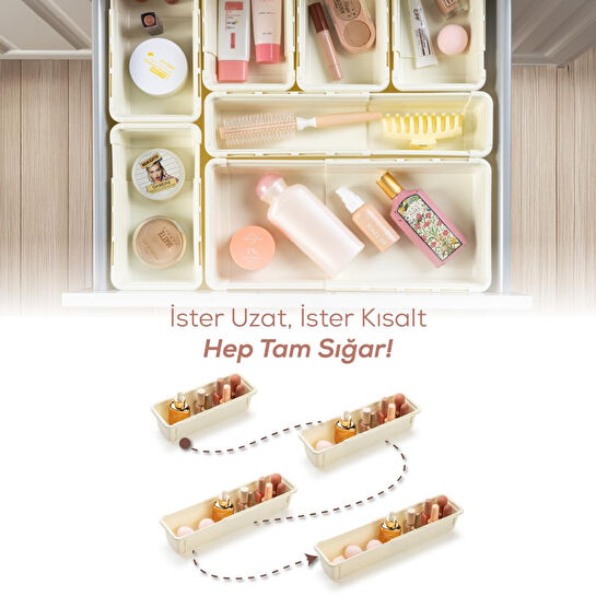 Vienev 4'lü Set Ayarlanabilir Çekmece Içi Düzenleyici Kutu – Uzayıp Kısalabilen Organizer Seti (2a2b)