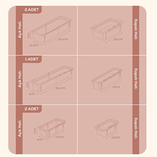 Vienev 5'li Set Ayarlanabilir Çekmece Içi Düzenleyici Kutu – Uzayıp Kısalabilen Organizer Seti (2a2b1c)