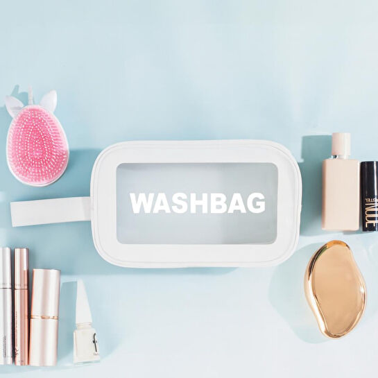 Vienev Su Geçirmez Şeffaf Makyaj Ve Kozmetik Çantası – Seyahat Düzenleyici Beyaz