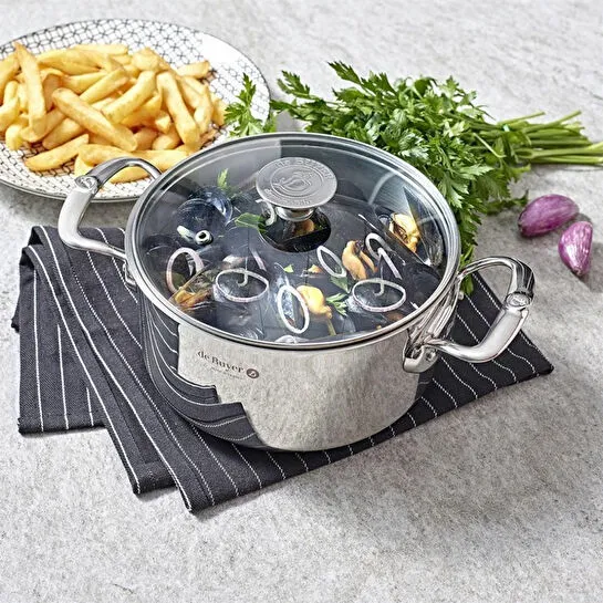 De Buyer Milady Cam Kapaklı Paslanmaz Çelik Tencere 24 Cm Paslanmaz Çelik