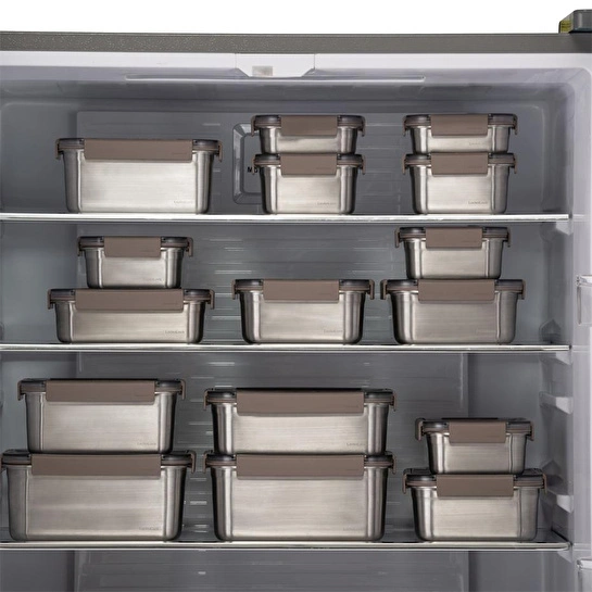 Locknlock Paslanmaz Çelik Fırın & Saklama Kabı Kare Kilitli 1.3 Lt Ml - Kahverengi