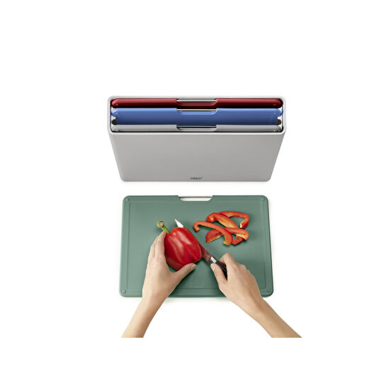 Joseph Joseph Folio Standlı Büyük Kesme Tahtası 4 Lü Gümüş