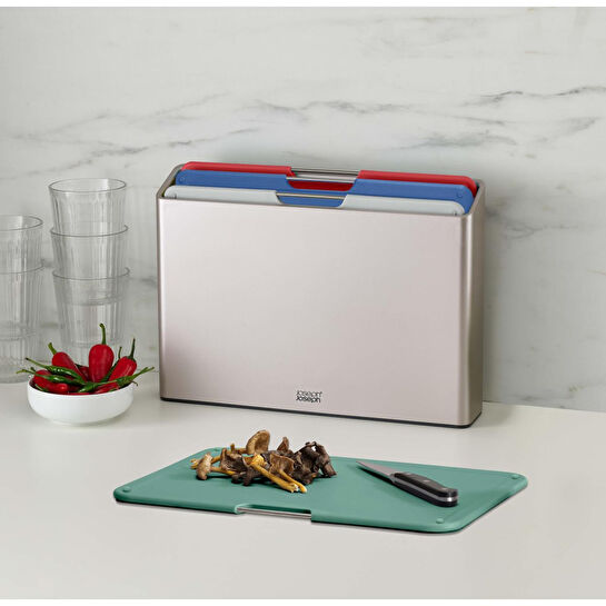 Joseph Joseph Folio Standlı Büyük Kesme Tahtası 4 Lü Gümüş