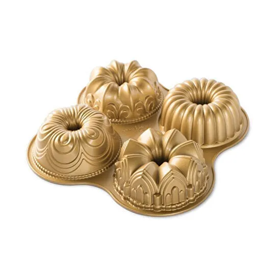 Nordicware 4´lü Bundt Şekilleri Kek Kalıbı Altın