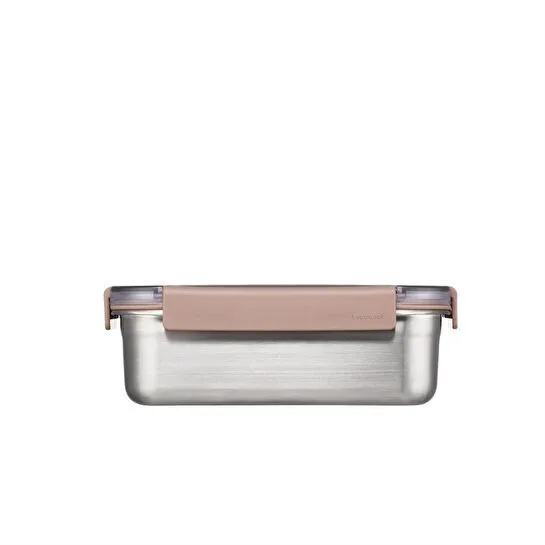 Locknlock Paslanmaz Çelik Fırın & Saklama Kabı Dörtgen Kilitli 1 Lt - Kahverengi