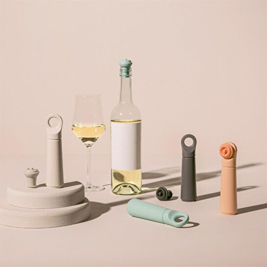 Vacu Vin Şarap Vakum Seti 1 Pompa 1 Şarap Tıpası - Kutulu Haki Yeşil