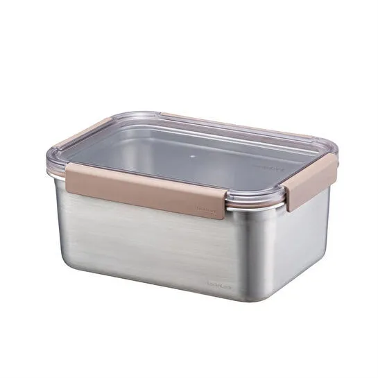 Locknlock Paslanmaz Çelik Fırın & Saklama Kabı Dörtgen Kilitli 2.8 Lt - Kahverengi