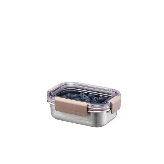 Locknlock Paslanmaz Çelik Fırın & Saklama Kabı Dörtgen Kilitli 310 Ml - Kahverengi