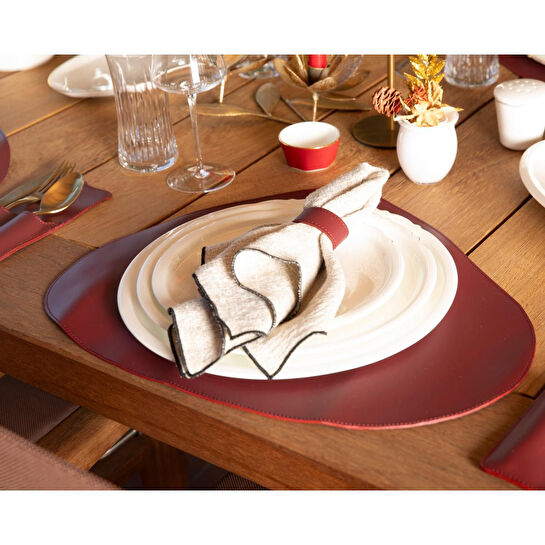 Bloominbag Bloomdine Velato Hakiki Deri Masa Seti (4'lü Placemat & Tabak Altlığı Seti)