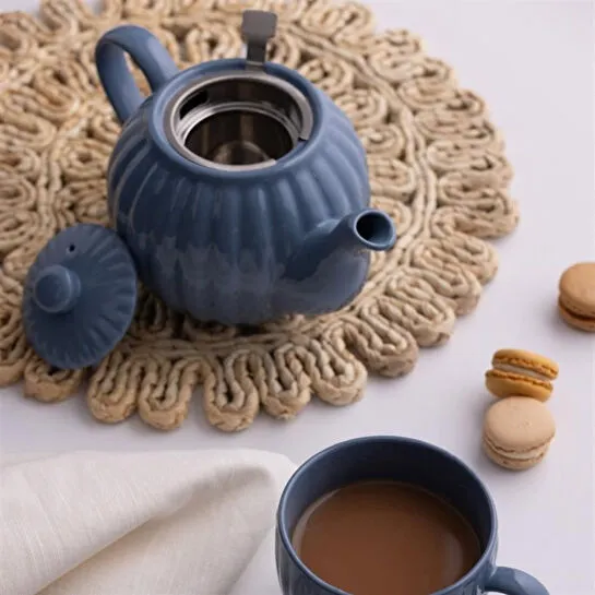 Price & Kensington Luxe Kabartmalı Demlik 1100 Ml Denim Mavi