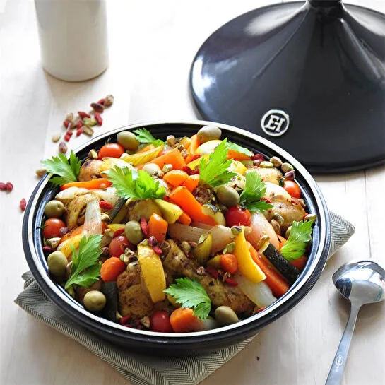 Emile Henry Ateşe Dayanıklı Tajin 27 Cm 3 Lt Antrasit/charcoal Kırmızı/burgundy