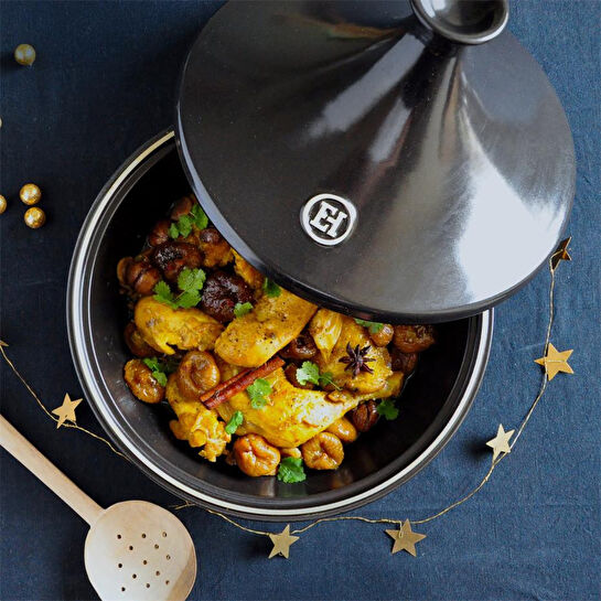 Emile Henry Ateşe Dayanıklı Tajin 27 Cm 3 Lt Antrasit/charcoal Kırmızı/burgundy