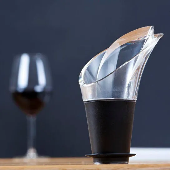 Vacu Vin Şarap Dökücü Kristal Siyah 2 Parça Siyah