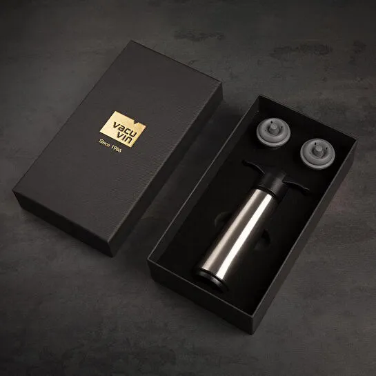 Vacu Vin Paslanmaz Çelik Şarap Koruyucul 1 Pompa 2 Tıpa Hediye Kutulu Paslanmaz Çelik