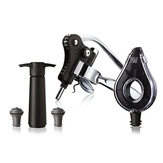 Vacu Vin Air Deluxe Şarap Seti 5 Parça - Kutulu Siyah Çelik