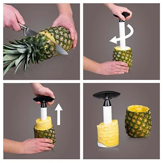 Vacu Vin Ananas Dilimleyici Siyah Beyaz Siyah