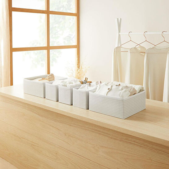 Home Wave 6'lı Gri Pötikare Çekmece İçi Düzenleyici Kutu 2 Adet 28 X 28 X 13 / 2 Adet 28 X 13 X 13 / 2 Adet 14 X 14 X 13 Cm
