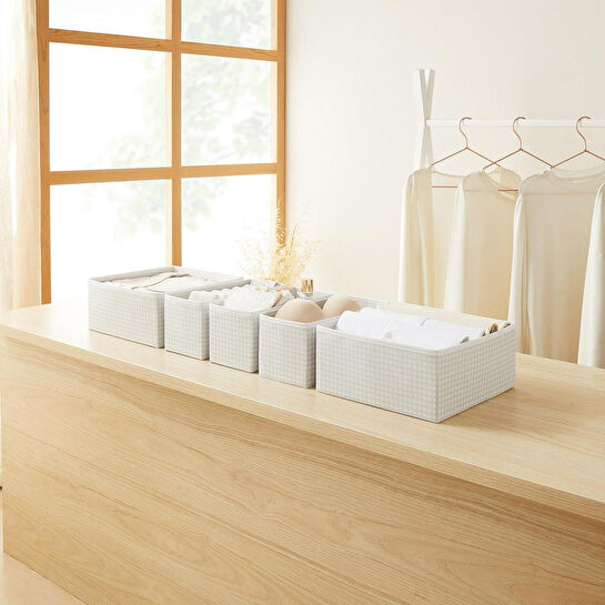 Home Wave 6'lı Gri Pötikare Çekmece İçi Düzenleyici Kutu 2 Adet 28 X 28 X 13 / 2 Adet 28 X 13 X 13 / 2 Adet 14 X 14 X 13 Cm
